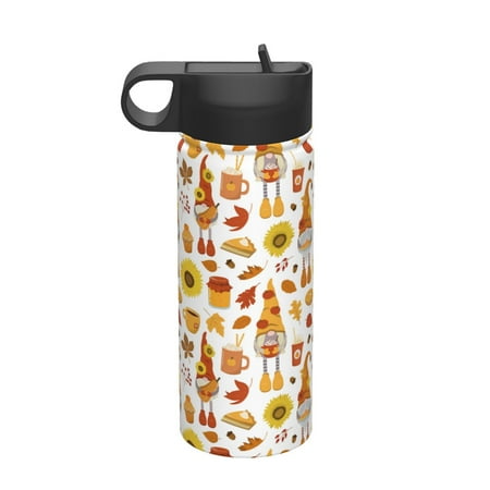 

Matuu Autumn Harvest Gnomes for 18oz Durable Thermal Cups Keep Drinks Cold & Hot Insulated Coffee Mug with Lid (With Straw)