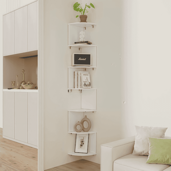 Decorative Corner Bookshelf With Multi Level Design Easy To Install Anytime