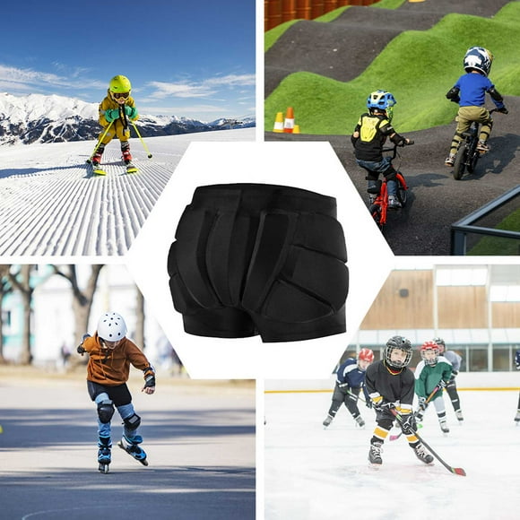 Kids Skate Padded Shorts, Ice Skating Ski Protective Gear with Breathable Hip & Tailbone Armor for Age 8-14