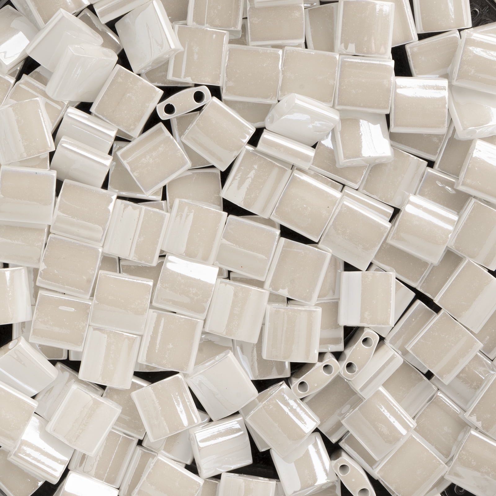 Miyuki 5x5mm TL-420 White Pearl Opaque Ceylon Tila Glass Square Beads 50 Grams