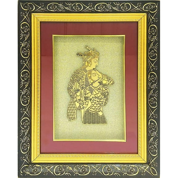 Gold Leaf Picture in Frames Krishna Radha16"x13"