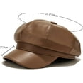 thumbnail image 4 of Womens PU Leather Newsboy Cap 8 Panel Paperboy Newsie Cap Bakerboy Beret Cabbie Hat, 4 of 6