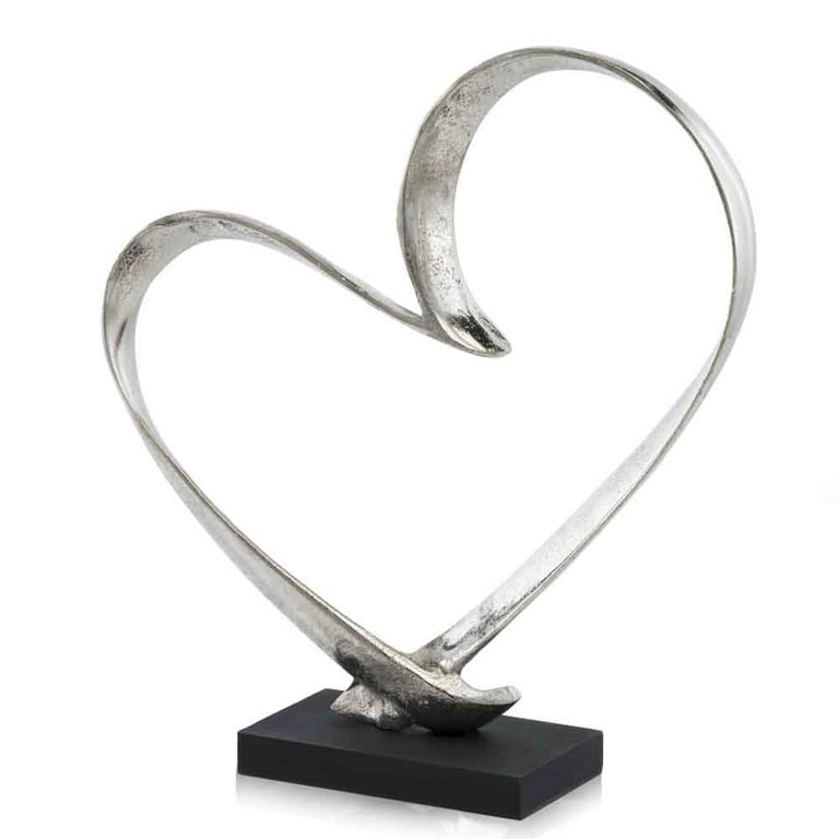 Raw Silver And Black Heart Sculpture Raw Silver And Black Heart Sculpture