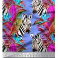 thumbnail image 1 of Soimoi Blue Poly Georgette Fabric Tropical Leaves & Wild Animal Print Fabric by The Yard 52 Inch Wide, 1 of 1