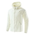 thumbnail image 2 of Zivyakyro Windbreaker Men's Rain Jacket Long Sleeve Athletic Zip up Lightweight Loose Sun Protection Jackets Hooded Solid White XL, 2 of 9