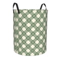thumbnail image 2 of Balery Daisy Plaid Green Round Laundry Basket with Handles Waterproof Freestanding Laundry Hamper for Clothes Toys in the Dorm and Family-Medium, 2 of 8