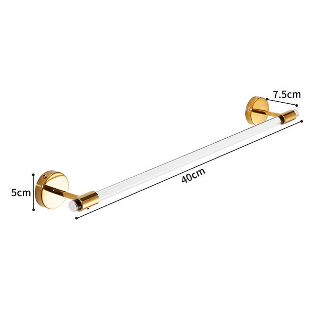 Toallero de pared para baño de 16" de acrílico transparente, toallero de pared de Lucite (dorado brillante), toallero de baño, toallero para inodoro