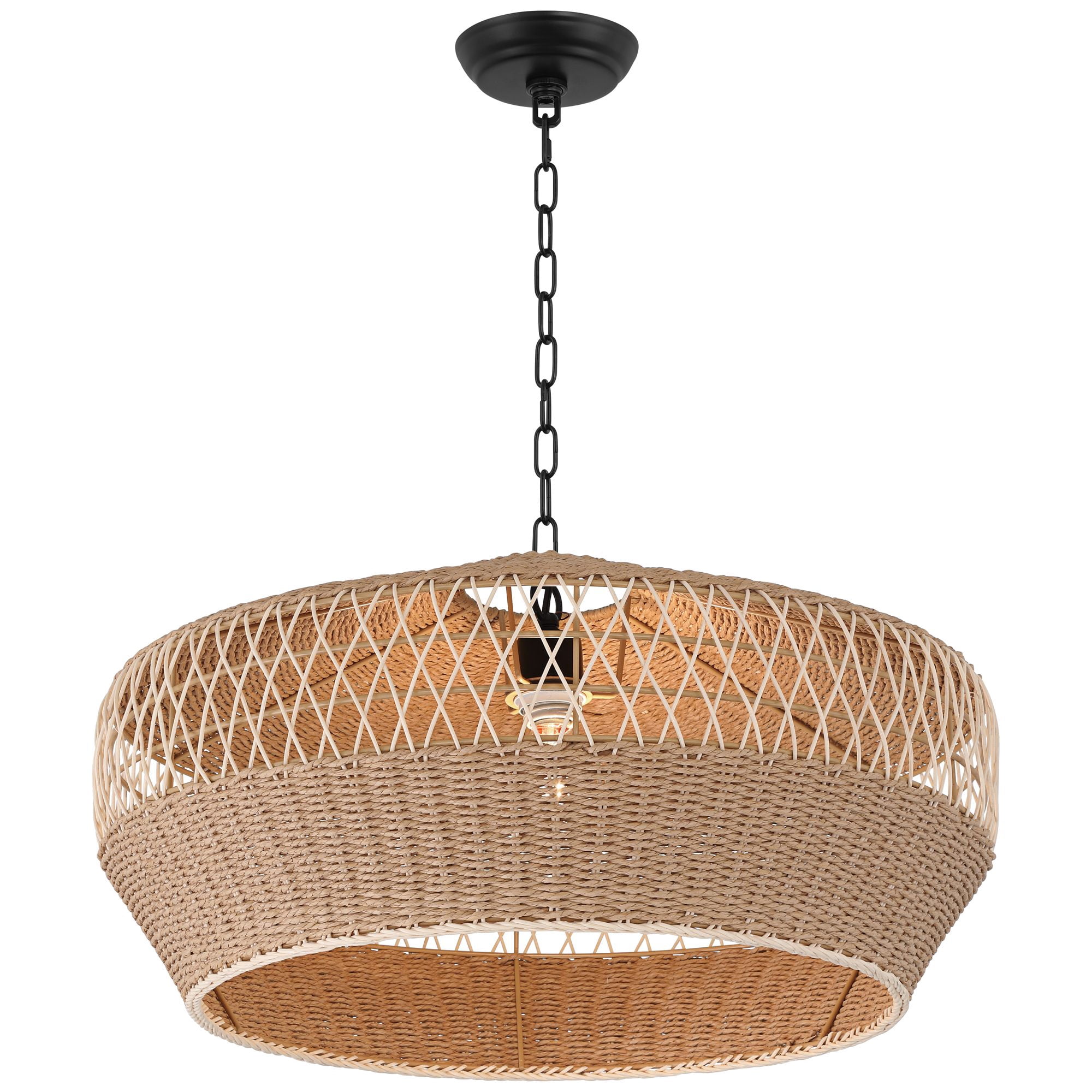 Regency Hill Matias 24 1/2" Modern Pendant Ceiling Light Fixture Dining Room Over Table Kitchen Island Hanging Brown Vine and Rope