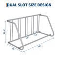 thumbnail image 2 of Heavy Duty Steel Bike Floor Rack – Powder-Coated Freestanding Stand with Weather-Resistant Finish, Tool-Free Assembly, Single or Double Side Storage – Ideal for Garage, Yard, or Events – Black or Gray, 2 of 7