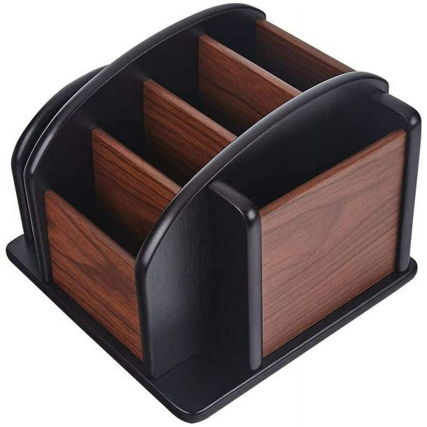 Suministros de oficina giratorios de madera, portalápices de escritorio Caddy, almacenamiento, organizador de escritorio giratorio de madera, soporte remoto, estante de suministros