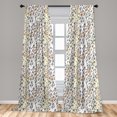 thumbnail image 5 of Ambesonne Tropical Curtains, Sketchy Leaves Flowers Art, Pair of 28"x63", Orange Purpleblue and White, 5 of 5