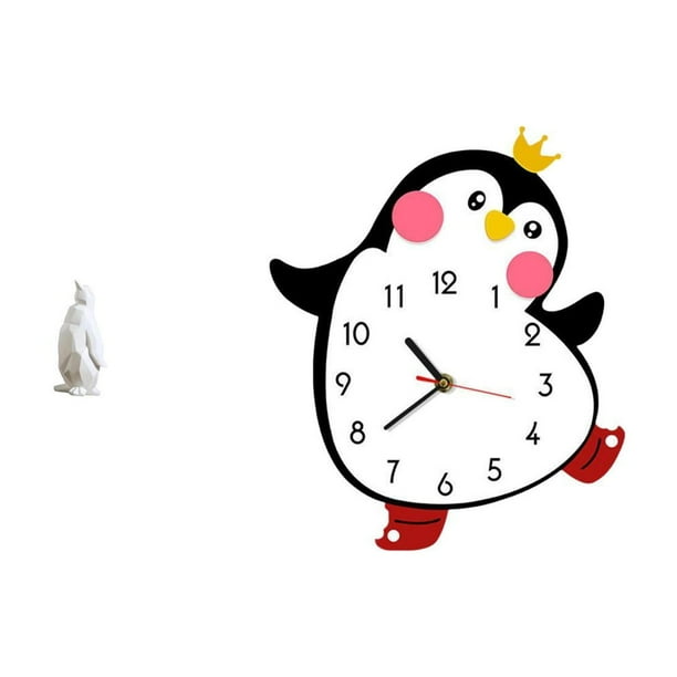 Reloj de pared con escultura de pingüino, estatua de resina, adorno de mesa, artesanía silenciosa, sin , diseño único, ideal para dormitorio o s