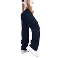 thumbnail image 6 of Cargo Pants Women Elastic High Waisted Wide Leg Baggy Casual Hiking Pants with Pockets Navy S, 6 of 6