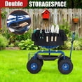 thumbnail image 4 of Siège de Travail de Jardin Roulant – Chariot Robuste avec Rotation à 360° – Charge de 400 lb – Pneus Tout-Terrain de 10 Pouces – Poignée Extensible et Plateau à Outils – Plantation, Désherbage et Cour, 4 of 8