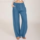 thumbnail image 4 of Women's cotton linen drawstring high-waisted casual loose wide-leg pants royal blue XXXL, 4 of 4