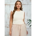 thumbnail image 3 of SHOWMALL Women's Plus Tank Top Sleeveless Ruched Casual Knit Ribbed Layered Basic Cami Top White 3X Shirt Summer Tops Clothes, 3 of 8