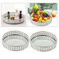 thumbnail image 1 of Bandeja de cosméticos de cristal Macarena organizador de joyería redonda decorativa 2 piezas, 1 of 8