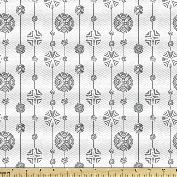 Ambesonne Abstract Fabric by the Yard Upholstery, Vertical Swirling, 3 Yards, Dimgray and White