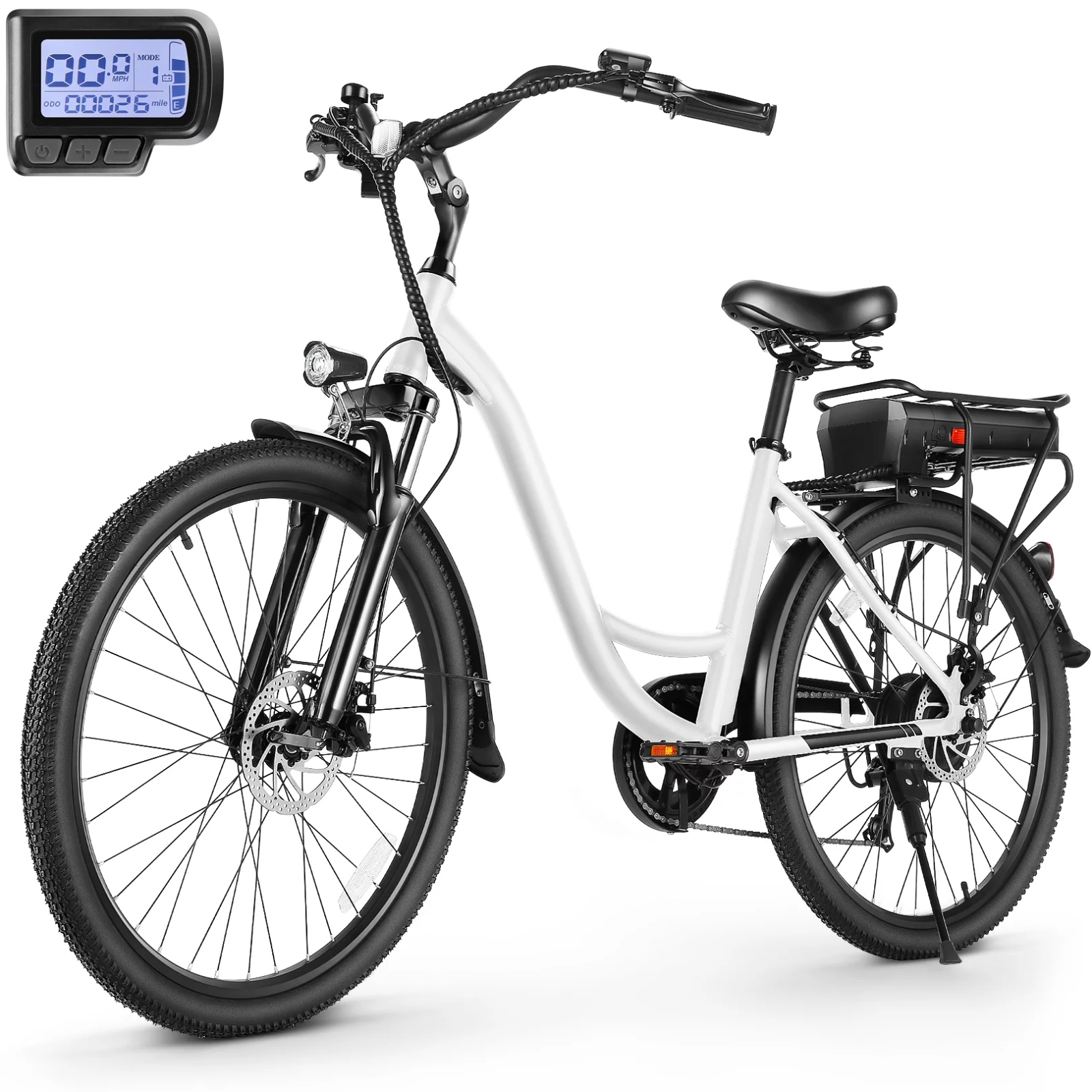 Electric Bike, 26" x 4" Fat Tire Electric Bike for Adults 500W 19.8MPH Electric Mountain Bicycle Snow Beach Ebike, 48V 10.4Ah Battery, Lockable Suspension Fork, LCD Display, Fast Charge, Red - image 8 of 16