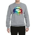 thumbnail image 2 of Wild Bobby, Colorful Neon Rainbow Biting Lips, Pop Culture, Unisex Crewneck Graphic Sweatshirt, Heather Grey, 3XL, 2 of 3