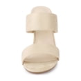 thumbnail image 6 of BLISSFUL STEP Women's Open Toe Chunky High Heel Slide Sandals Beige 7, 6 of 7