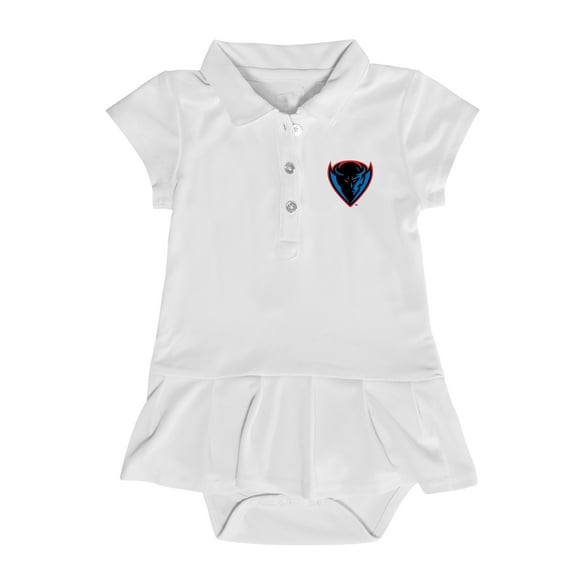 Girls Infant Garb  White DePaul Blue Demons Caroline Cap Sleeve Polo Dress