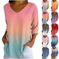 thumbnail image 2 of Gswybco 3/4 Sleeve Shirts for Women Casual Print Loose T-Shirt Dressy Blouse Sporty Business Work Pullover Tops V-Neck Tunic Tops, 2 of 6