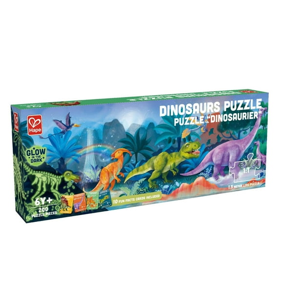 Hape Giant Glow-In-The Dark Dinosaur Jigsaw Puzzle, 200 Pieces
