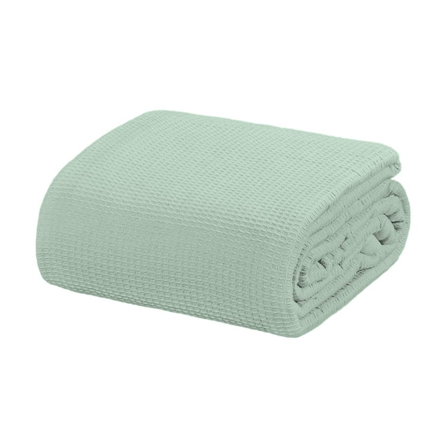 Crover Cobija Térmica de Algodón Waffle para Todas las Estaciones Tamaño King, Color Verde Brumoso