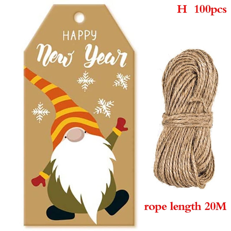 MageCrux 100PCS Merry Christmas Gift Tags Kraft Paper Card Hang Tag