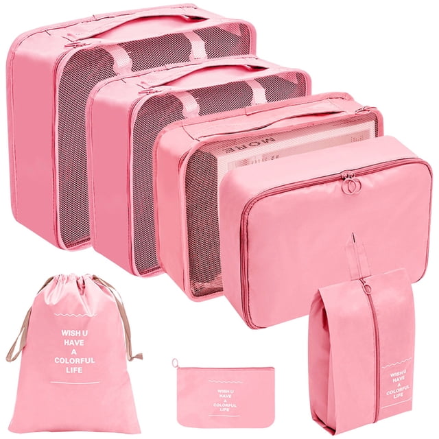 Jierger Cubes de Compression pour Emballage de Voyage, Cubes de Rangement pour Voyage Ensemble de Cubes Pliable Organisateur de Valise Sac de Rangement Léger pour Bagages
