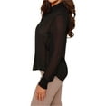 thumbnail image 6 of Liacowi Women Casual Sexy Blouse Set Fashion See-Through Long Sleeve Lapel Shirt + Waistcoat Slim Fit, 6 of 9