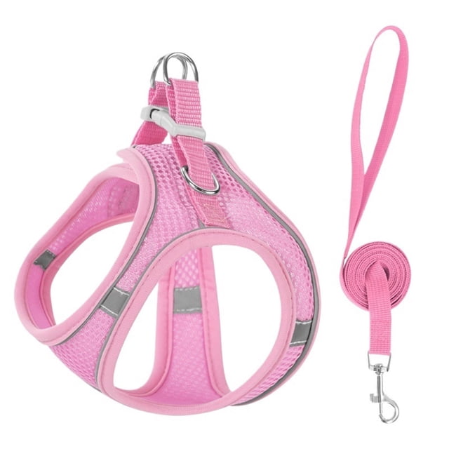 Cat Harness and Leash Set, Escape Proof Adjustable Soft Mesh Vest Jacket for Pet with Reflective Safety Strips