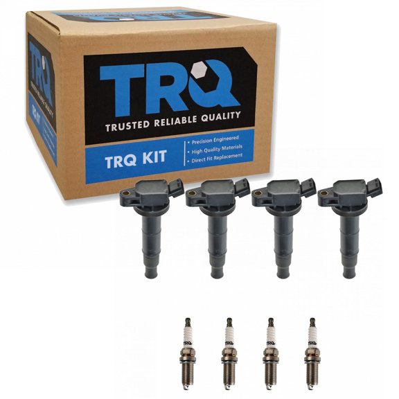 TRQ Ignition Coil & Iridium Spark Plug Kit Set for Lexus Pontiac Scion Toyota ICA71714