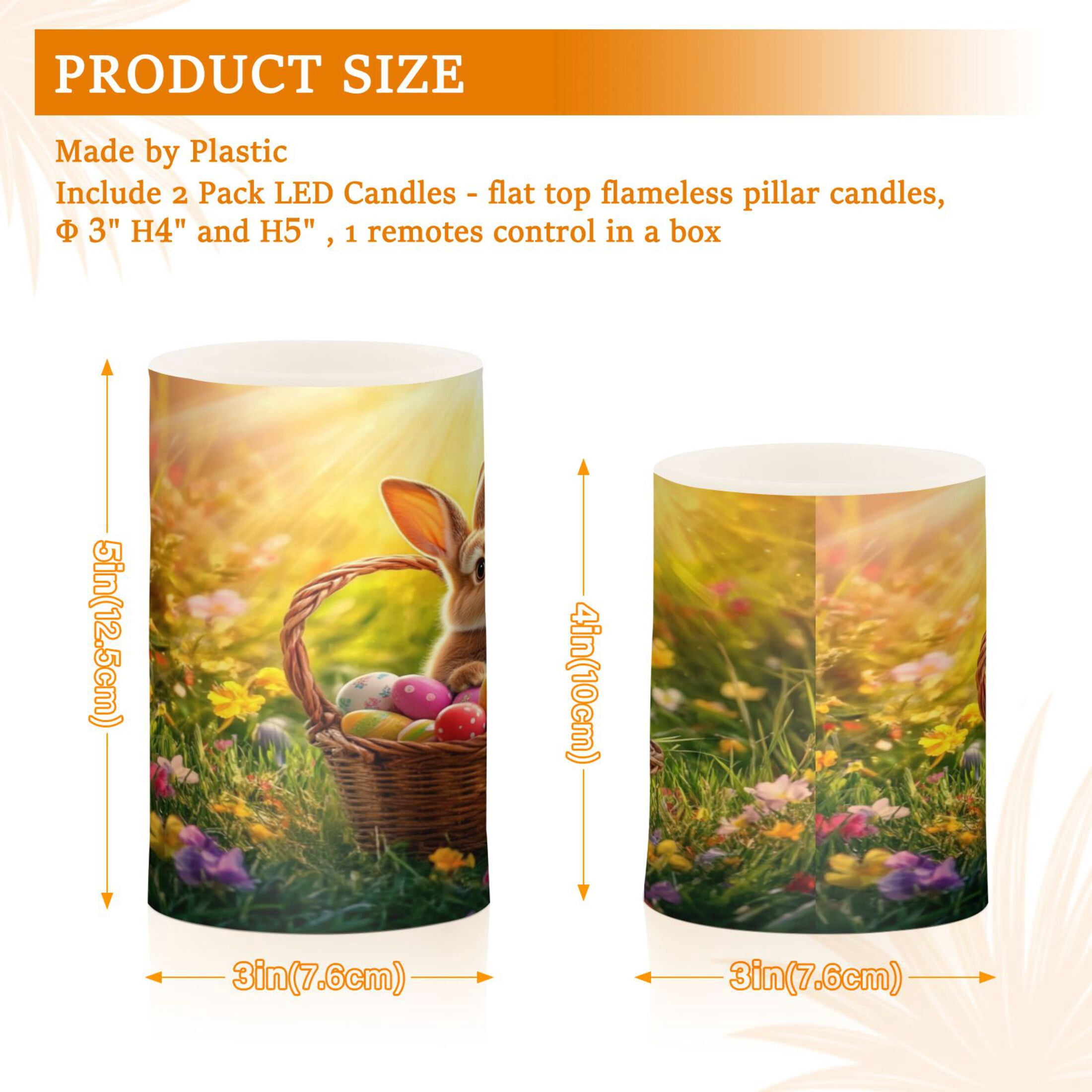 2 PCS Flameless Candles with Remote Timer LED Battery Operated Flickering Candle Light for Wedding Table Home Decoration Gifts A Easter Bunny