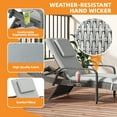 thumbnail image 3 of Craftian Outdoor Wicker Chaise Lounge, Reclining Rattan Chair with Pull-Out Tray and Cushions (Gray), 3 of 9