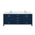 thumbnail image 3 of Jacques 80 in. W Navy Blue Double Bath Vanity, Carrara Marble Top, and Faucet Set, 3 of 4