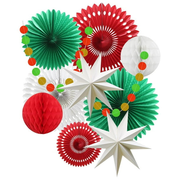Decoración De Fiesta De Navidad Juego De Abanicos De Papel De Seda Colgantes Linternas De Papel De Guirnalda Circular Para Fiesta Italiana Graduación Boda Cumpleaños Telón De Fondo