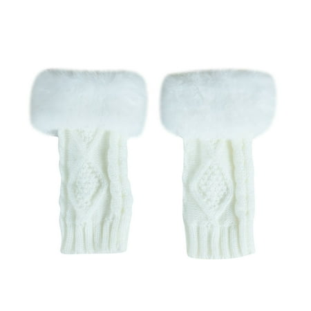 

Juebong Women Solid Color Frayed Warm Typing Elastic Half-Finger Gloves