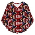 thumbnail image 4 of Stop Sign Women's V-Neck Blouse With 3/4 Ruffled Bell Sleeves Casual Top Ladies Blouses, 4 of 7