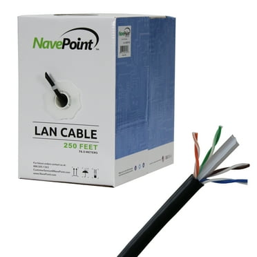 NavePoint Cat6 (CCA), 250ft, White, Solid Bulk Ethernet Cable, 550MHz ...