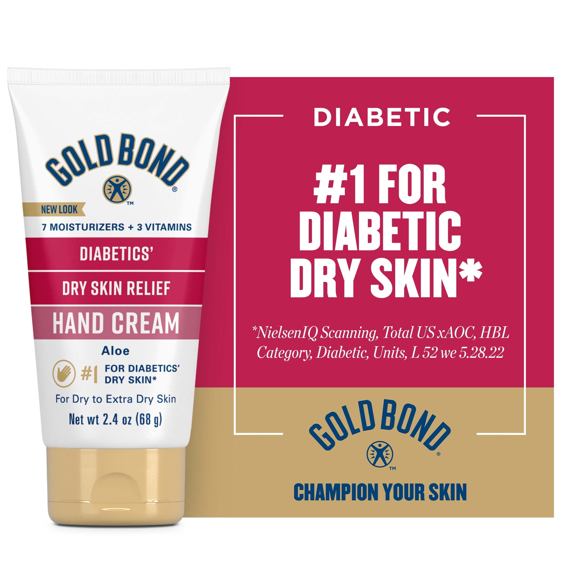 Gold Bond Diabetic Hand and Body Lotion & Cream for Relieving Extra Dry Skin 2.4oz, As Seen on TikTok