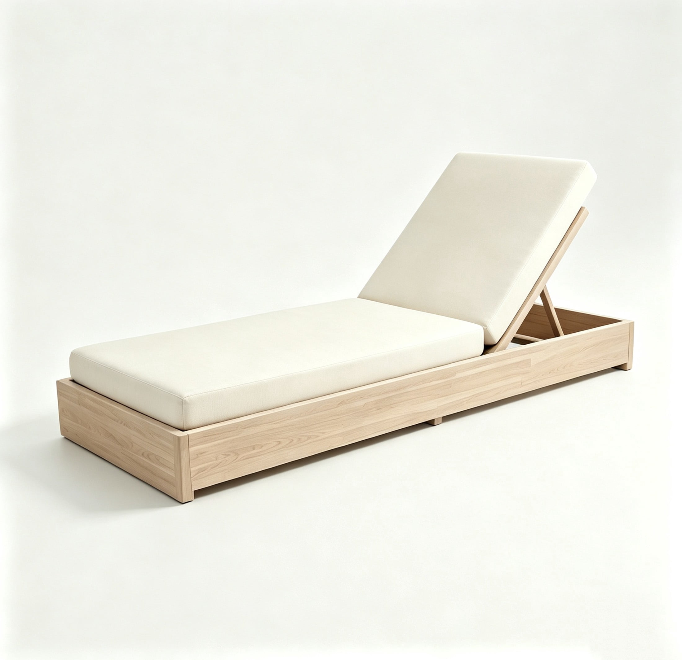 Christopher Knight Home 79" Outdoor Wood Chaise Lounge with Cushion, Adjustable 5-Position, Sand