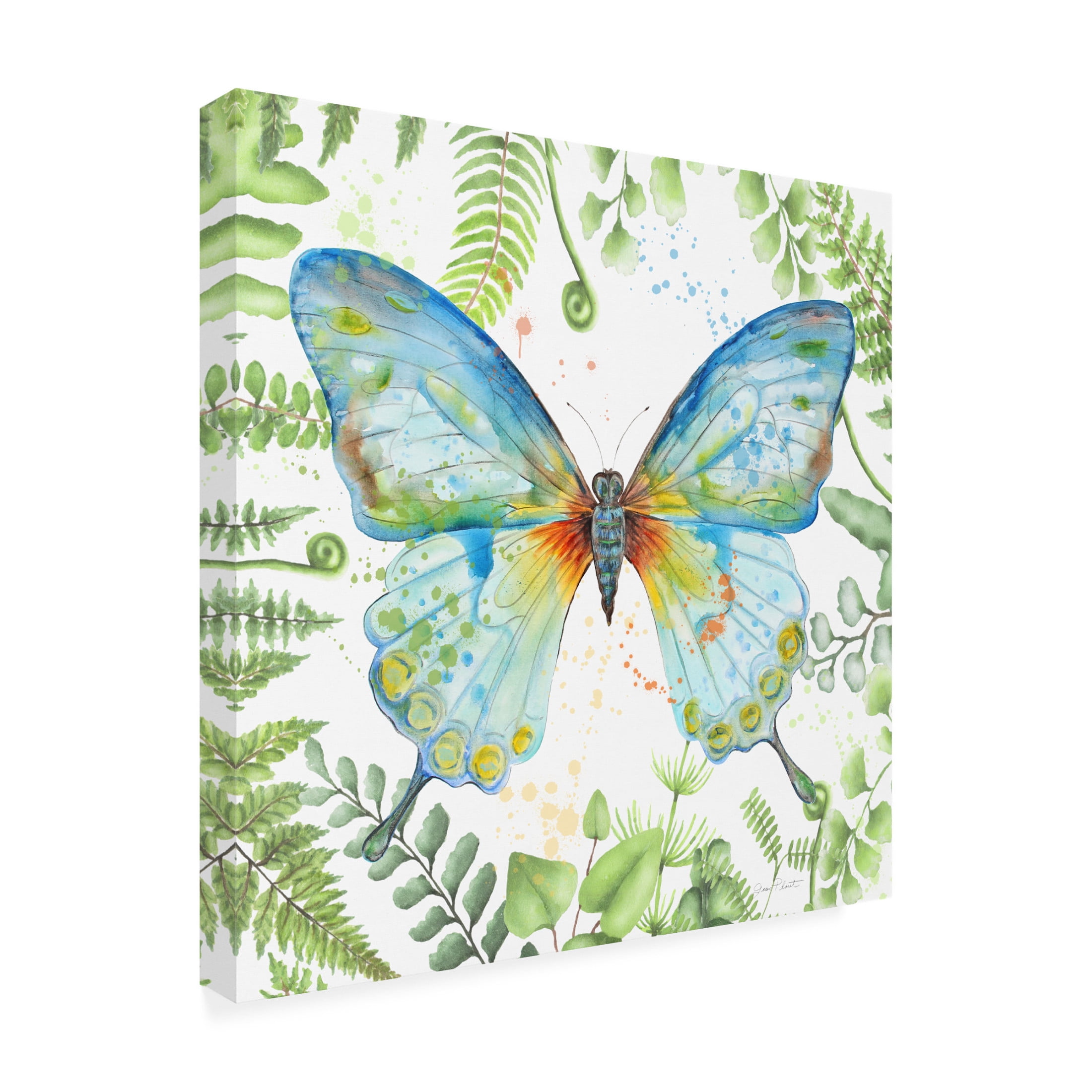 Canvas Wall Art - Jean Plout 'Botanical Butterfly Beauty 1' Wall Art for Living Room, Bedroom, or Office Décor by Trademark Fine Art - 35 x 35 Inches