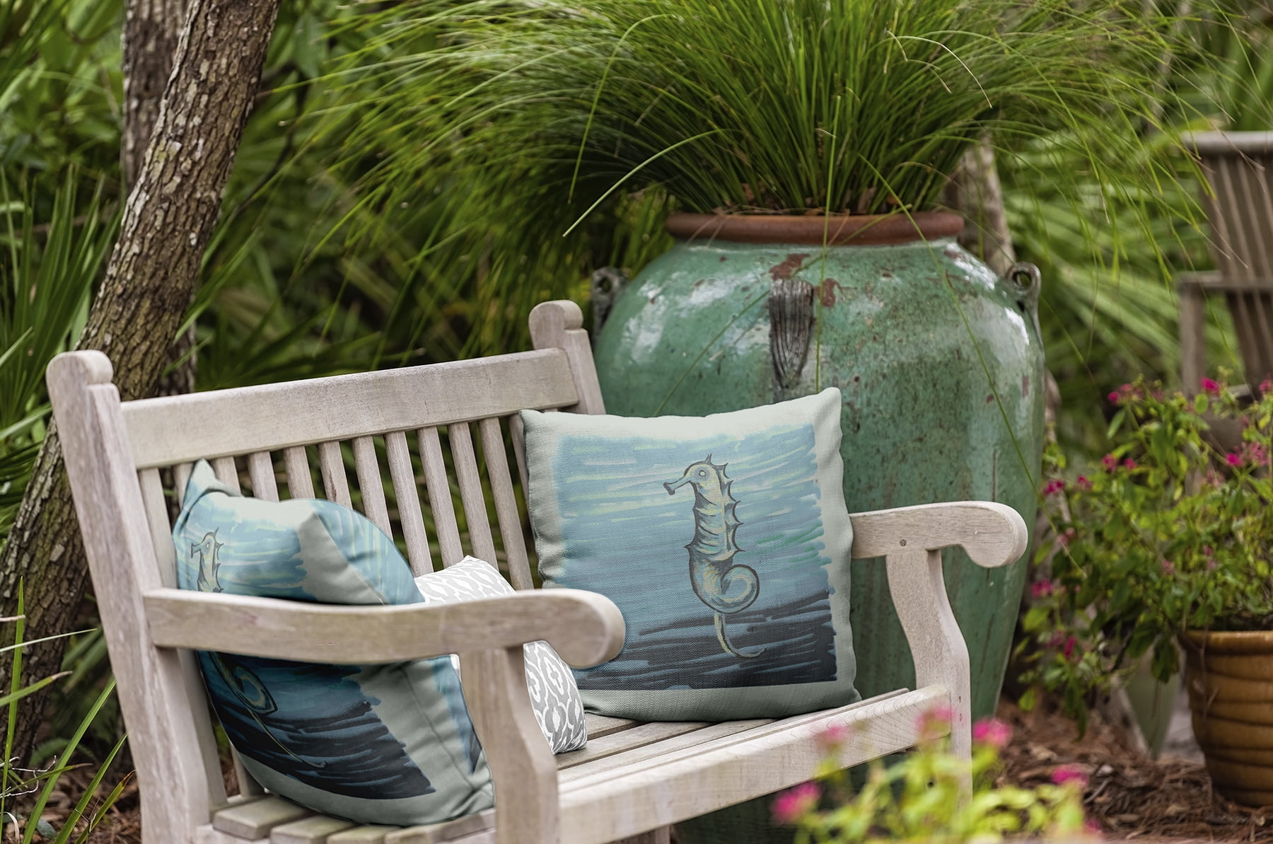 Simply Daisy 16" x 16" Polyester Decorative Outdoor Pillow, Gray (1 count)