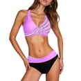 thumbnail image 5 of Women's Bikini Set Printed Two Piece Sexy Swimsuit with Removable Bra Pads No Underwire Tie Side for Beach Vacation,Purple,2XL, 5 of 5