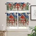 thumbnail image 2 of Christmas Snowman Kitchen Curtains and Valances Set, Snow Red Barn Xmas Tree Blue Background Rod Pocket Window Valance Window Curtain Panels for Living Room Bedroom Laundry, 27.5x36in, 3 Pieces, 2 of 7