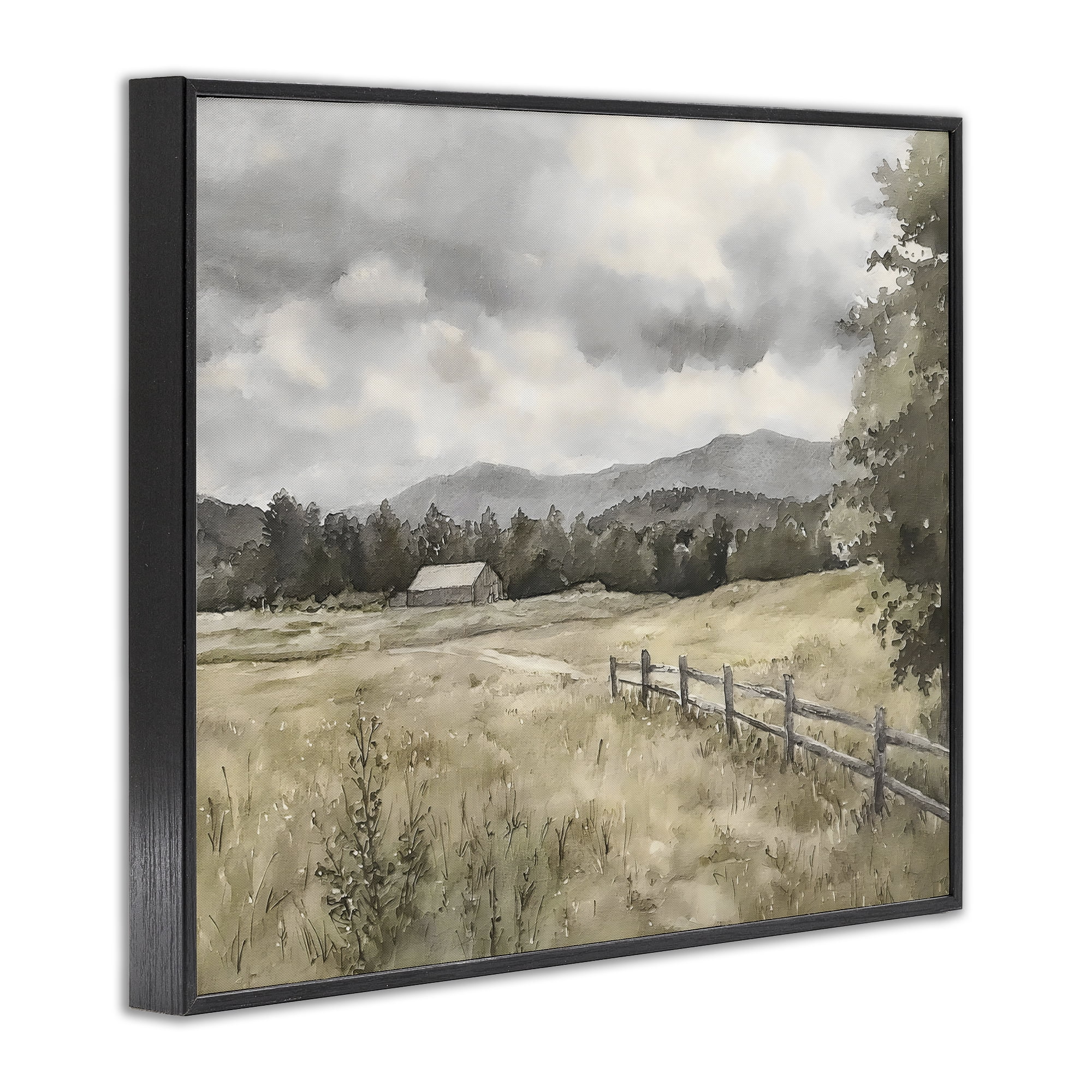 Stupell Industries Muted Valley Cottage Black Framed Giclee Art, design by Riley B