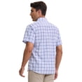 thumbnail image 3 of DARING DIVA Men's Plaid Short Sleeved Button Down Business Checked Dress Shirt M Blue, 3 of 6