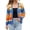 Style19-Blue, variant on Womens Open Front V Neck Knit Cardigan, Cropped Long Sleeve Full Rib Trim Relax Fit Hollow Weave Knit Layering Outer Top